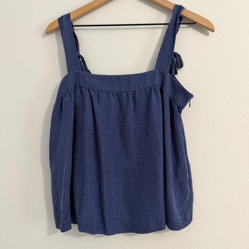 J. Crew‎ Black Label - 100% Silk Polka Dot Bow Strap Top